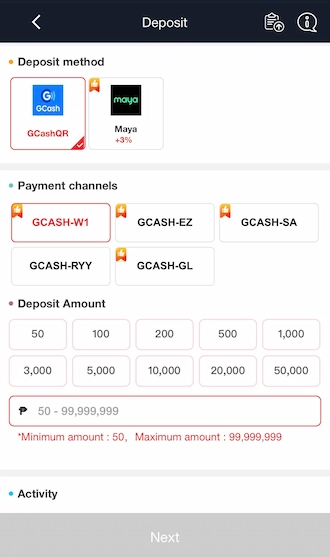 💥Step 1: Select the GCash method and choose a GCash payment channel.